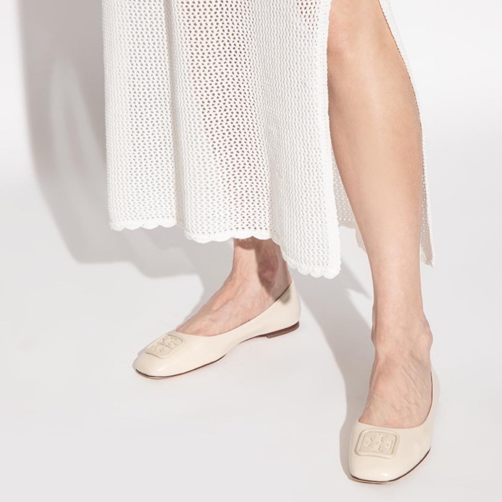 Tory Burch Georgia Square-Toe Croc Embossed Flats